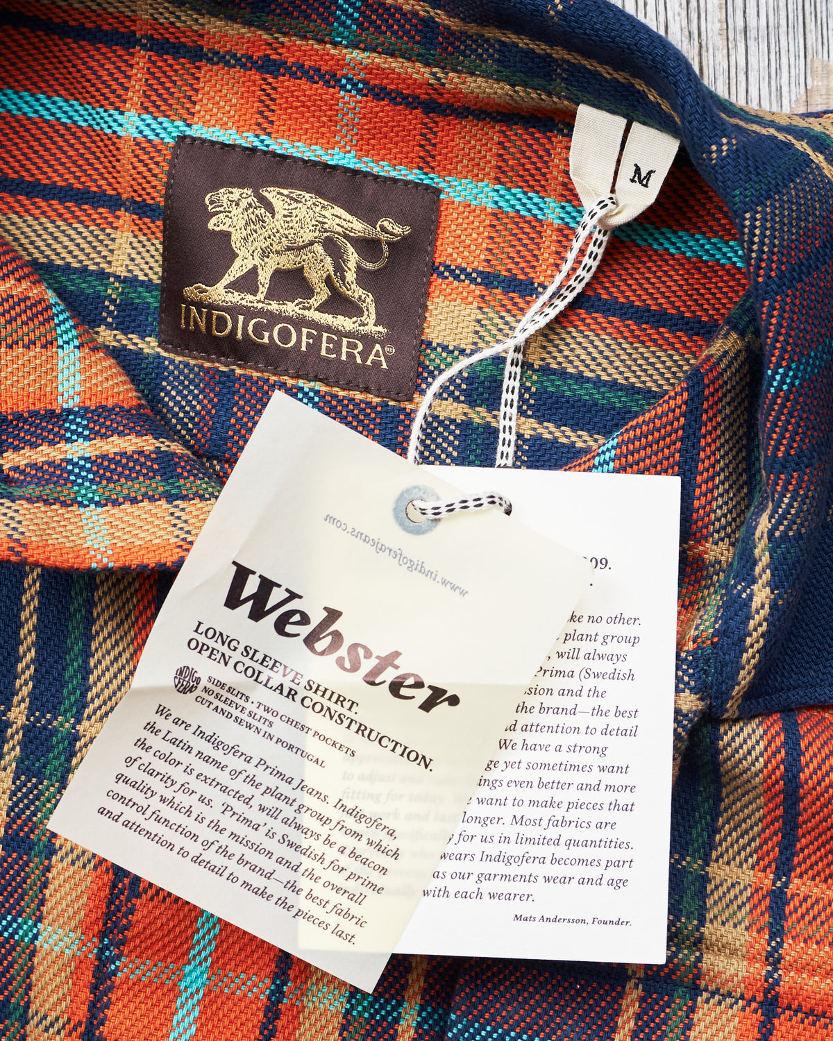 Indigofera Webster Flannel Shirt Heavy Cotton Check Navy / Orange / Brown / Turqouise
