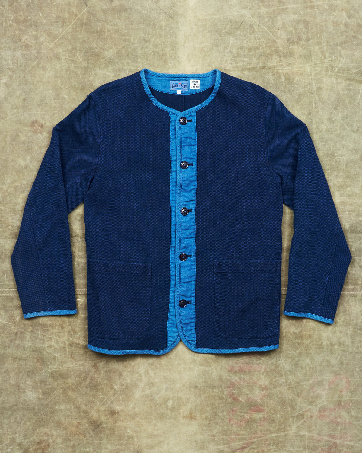 Second Hand Blue Blue Japan Pure Indigo Sashiko Collarless Jacket Size 4