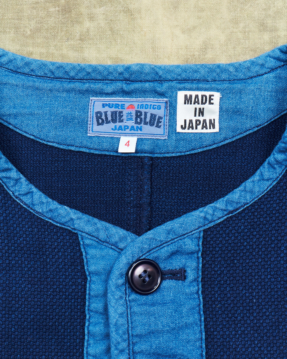 Second Hand Blue Blue Japan Pure Indigo Sashiko Collarless Jacket Size 4