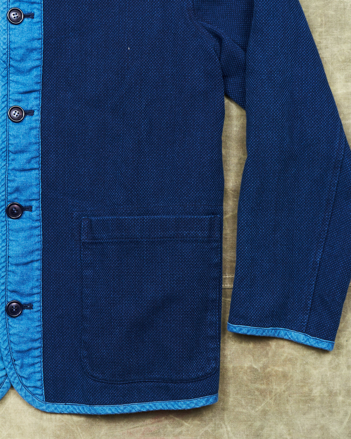 Second Hand Blue Blue Japan Pure Indigo Sashiko Collarless Jacket Size 4