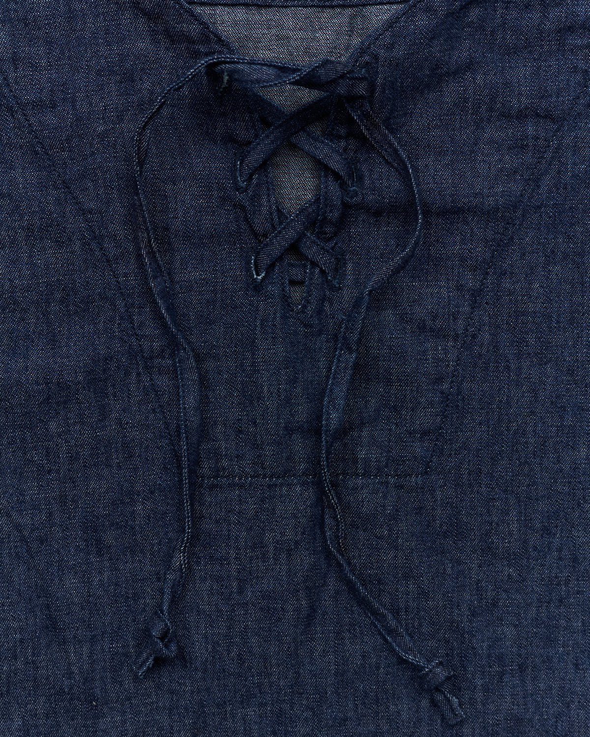 OrSlow Cotton/Linen Denim Lace Up Shirt