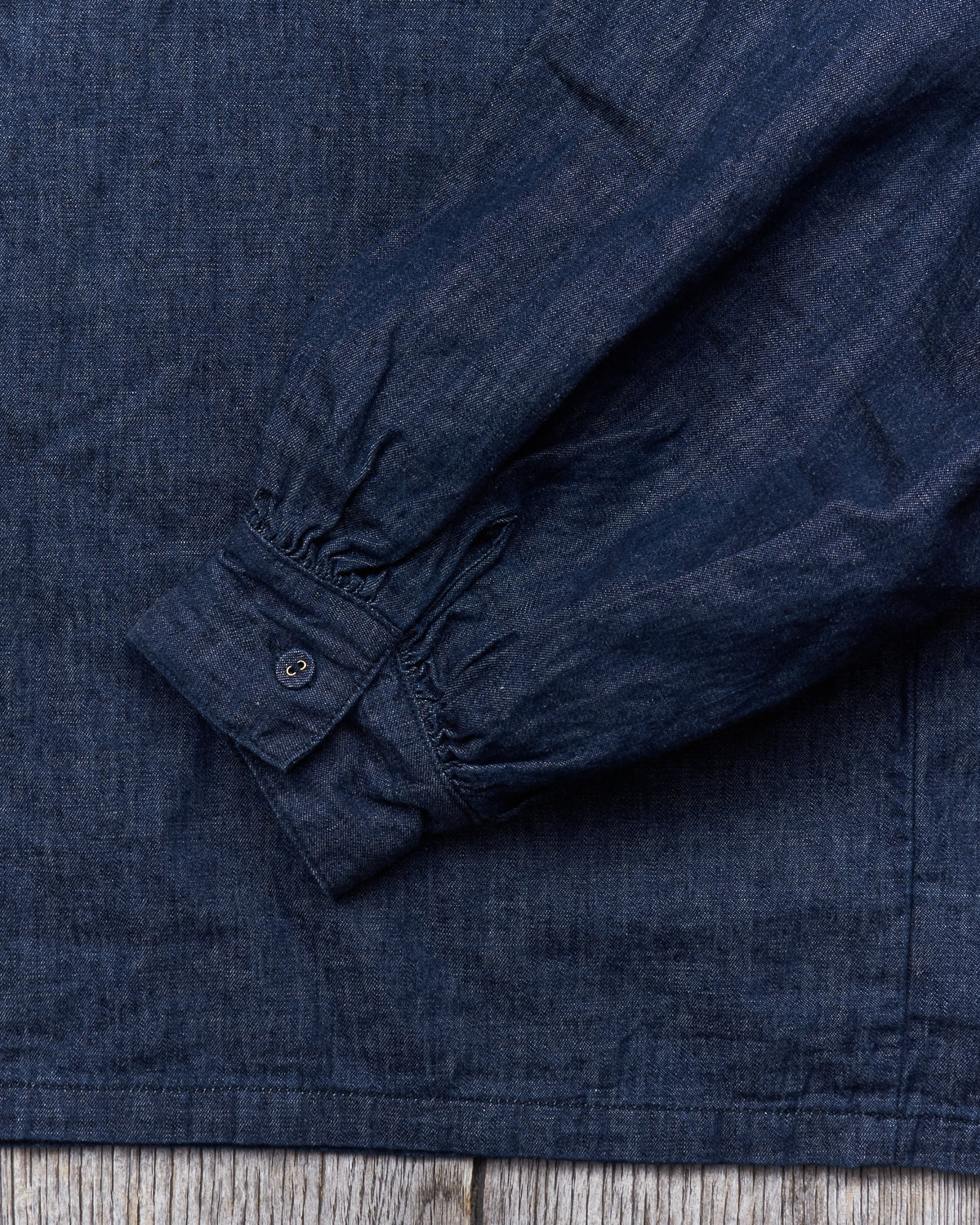 OrSlow Cotton/Linen Denim Lace Up Shirt