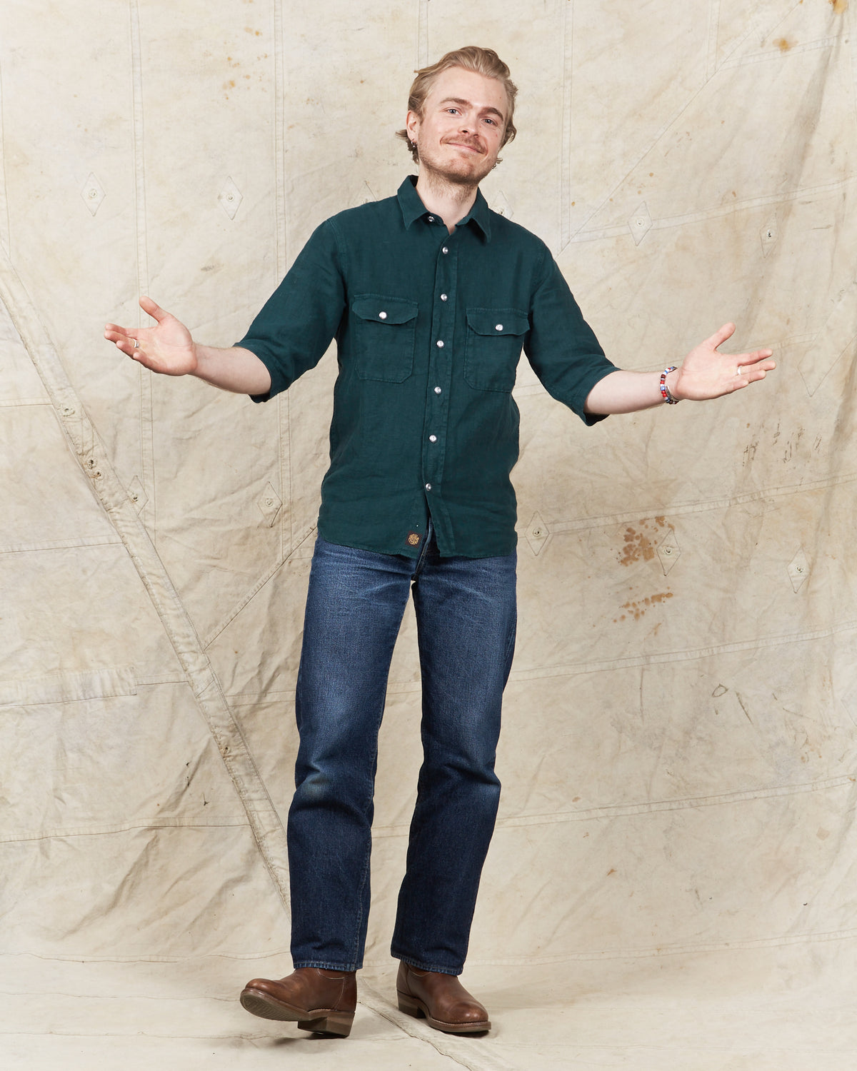 Indigofera Delray Shirt Linen Canvas Petrol
