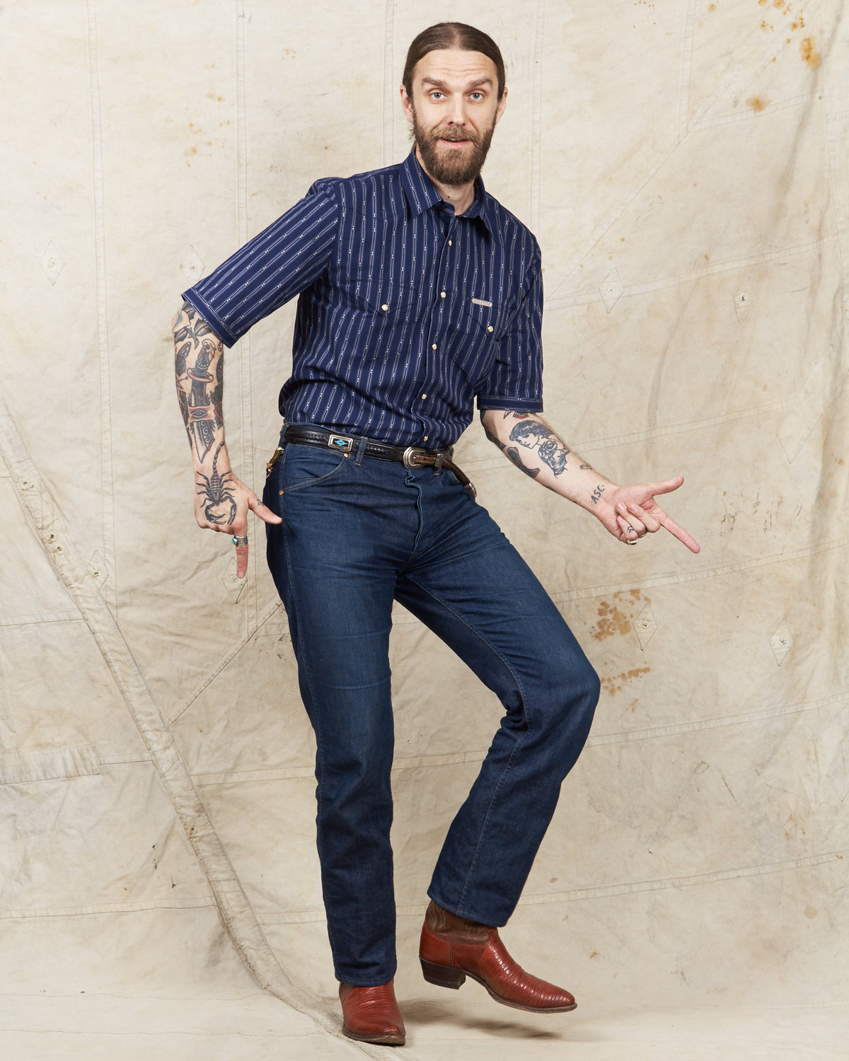 Indigofera Randy Shirt Cotton Stripe Indigo/White