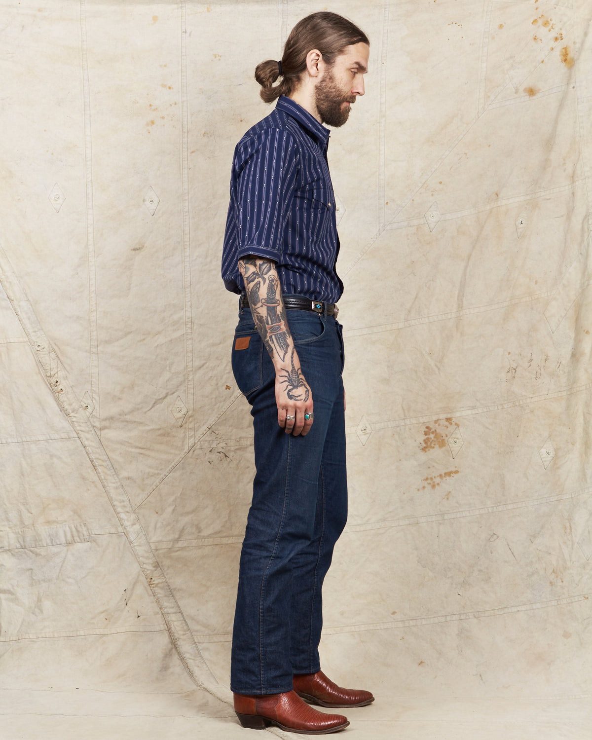 Indigofera Randy Shirt Cotton Stripe Indigo/White