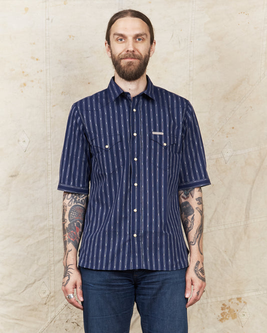 Indigofera Randy Shirt Cotton Stripe Indigo/White