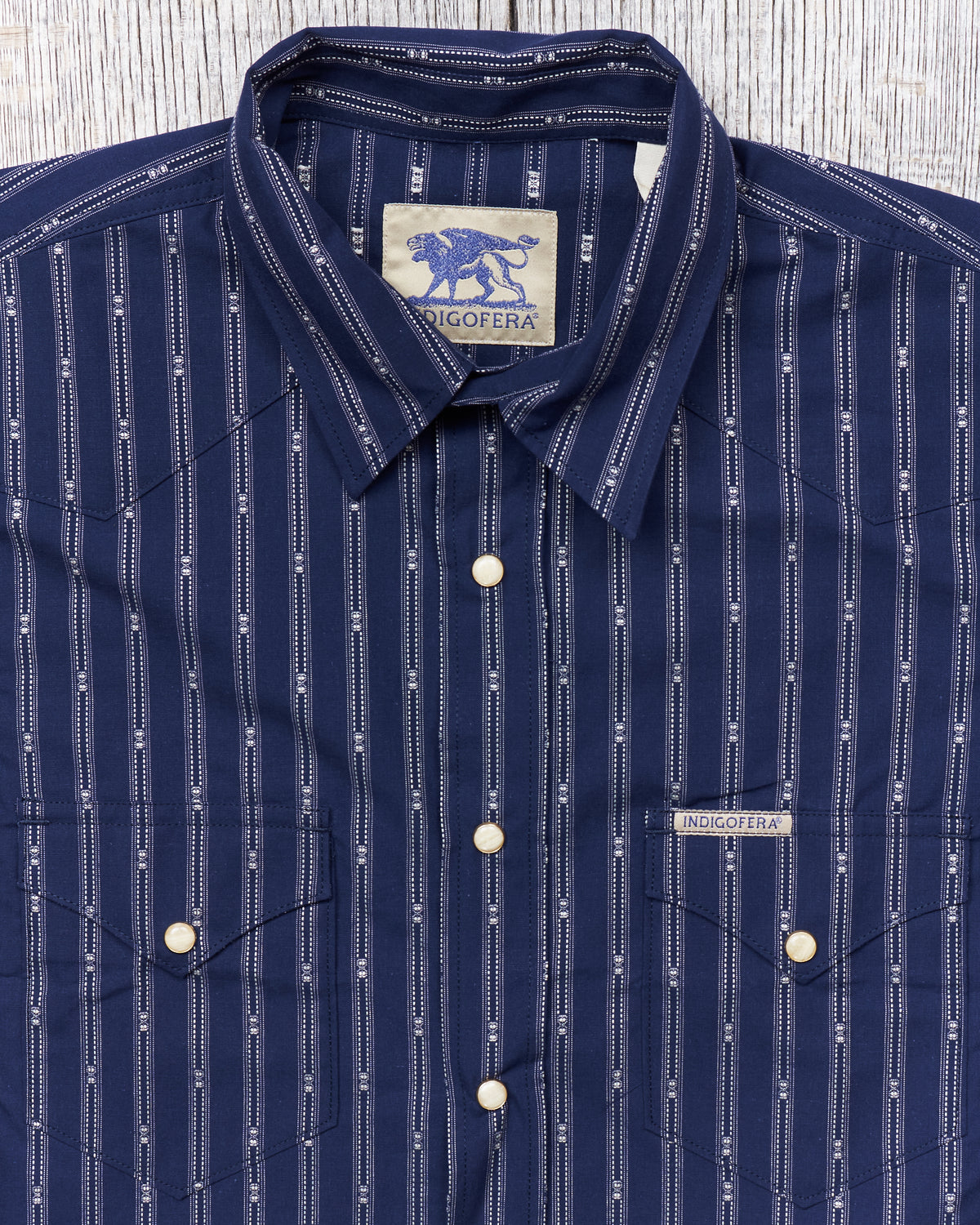 Indigofera Randy Shirt Cotton Stripe Indigo/White