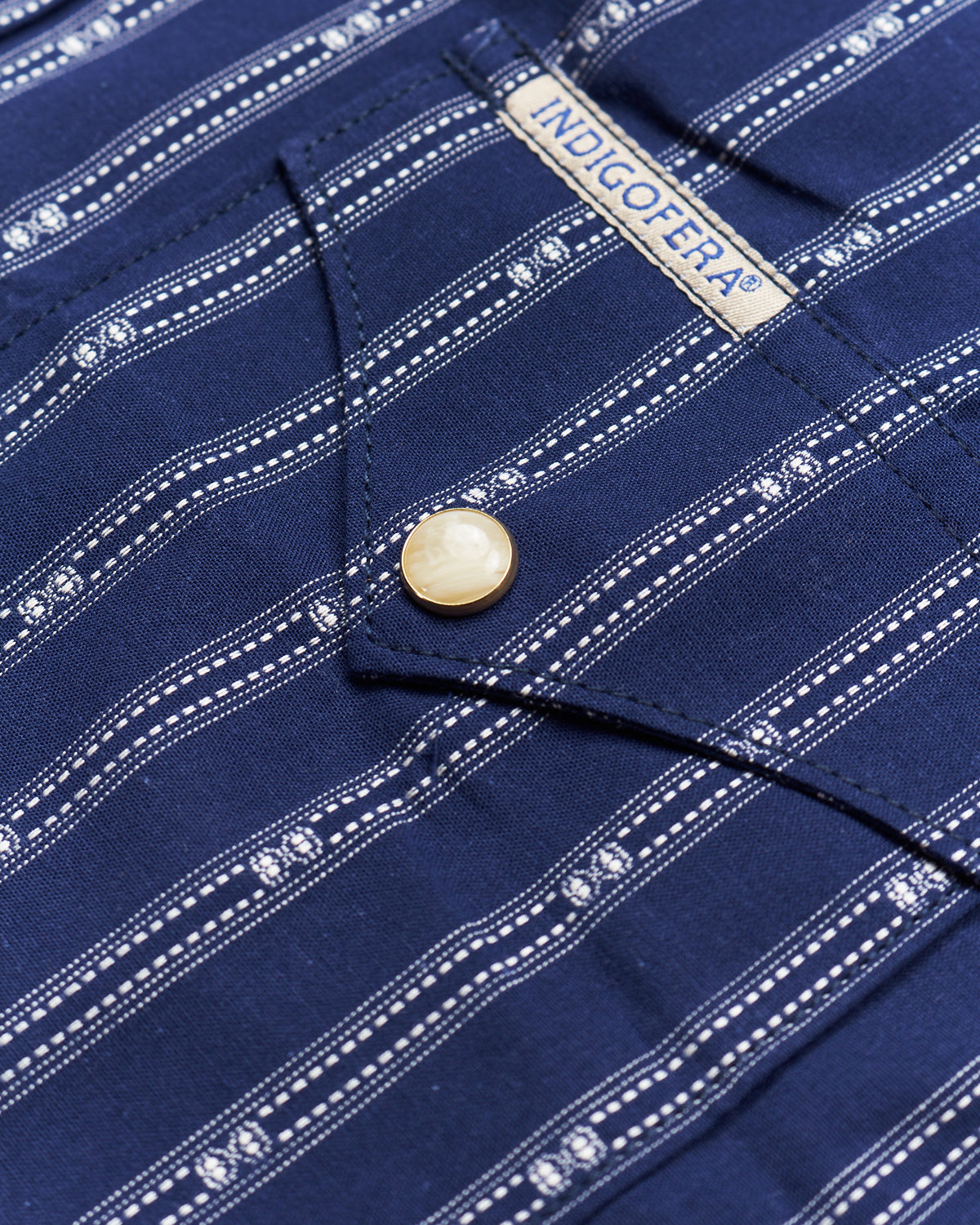 Indigofera Randy Shirt Cotton Stripe Indigo/White