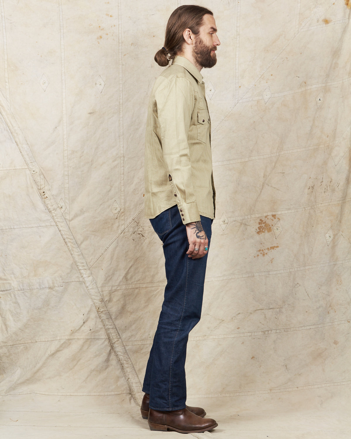 Indigofera Ryman Shirt Carson Denim Beige