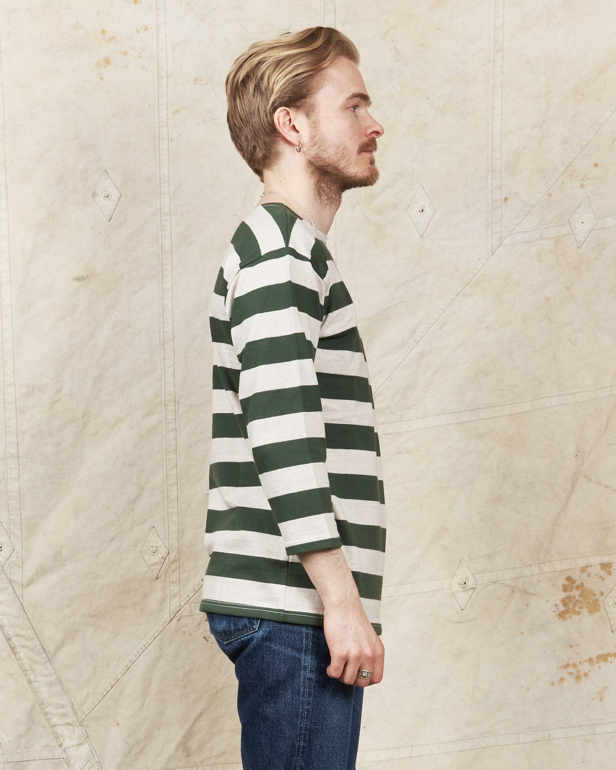 Warehouse & Co. Lot 4051 Three Quarter Shirt Green / Oatmeal