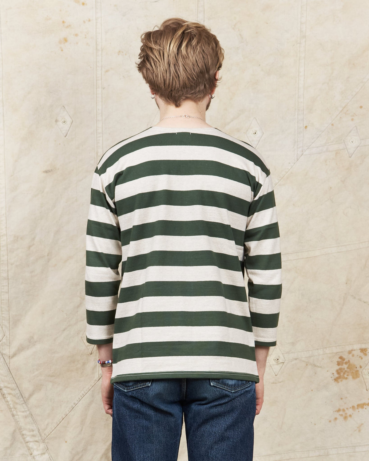 Warehouse & Co. Lot 4051 Three Quarter Shirt Green / Oatmeal