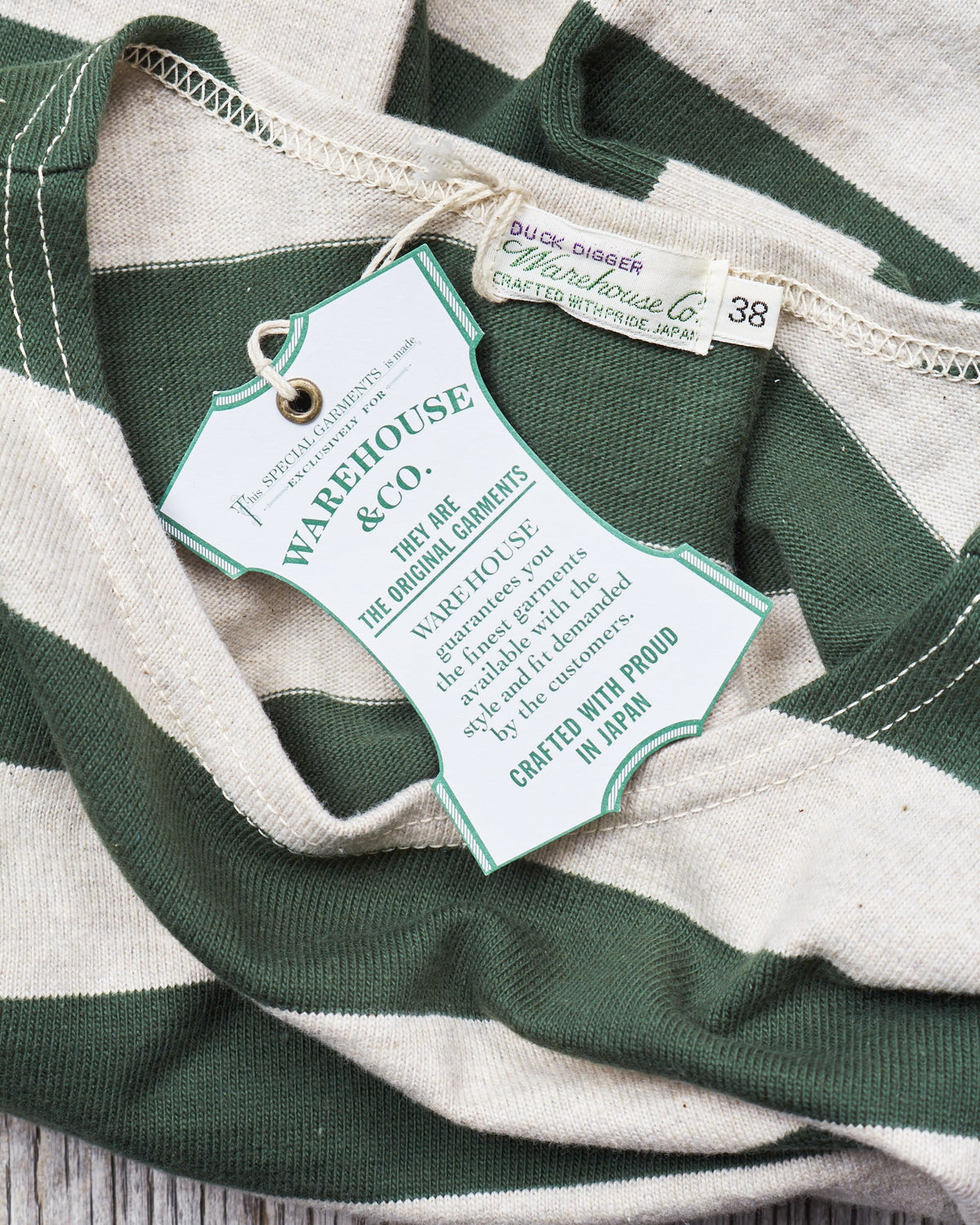 Warehouse & Co. Lot 4051 Three Quarter Shirt Green / Oatmeal