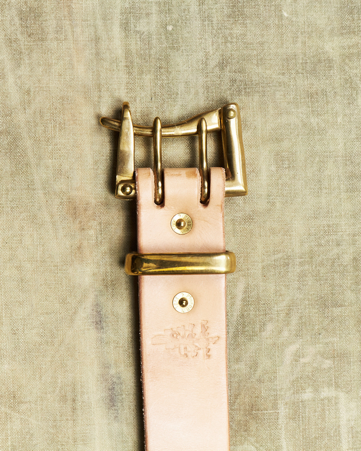 Second Hand Pigeon Tree Double Prong Leather Natural Belt Size 90cm