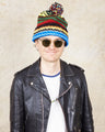 Chamula Double Cuff Wool Cap Serape #2 Black
