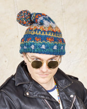 Chamula Double Cuff Wool Cap Fair Isle #3 Dk. Real Indigo