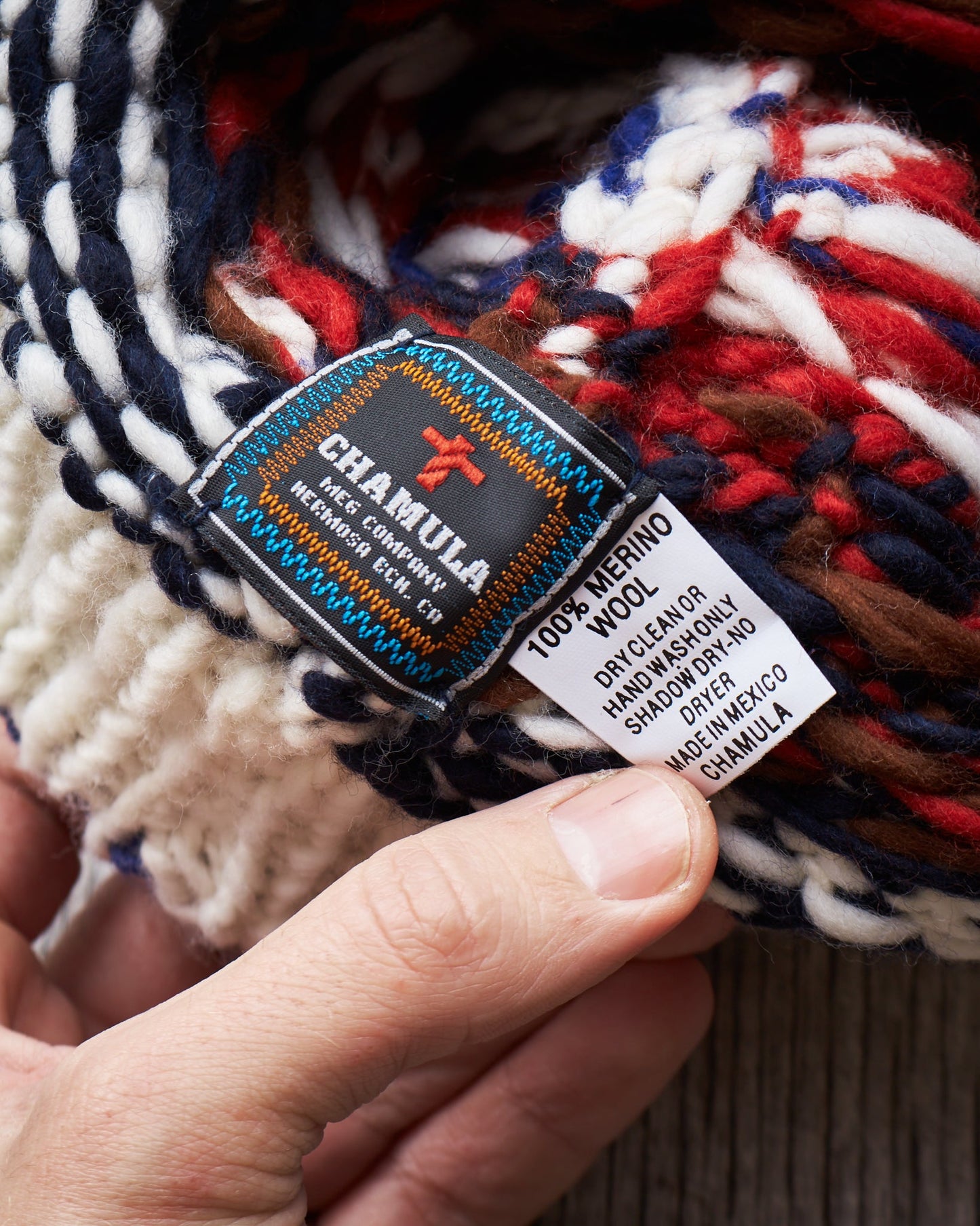 Chamula Double Cuff Wool Cap Fair Isle Ivory #3