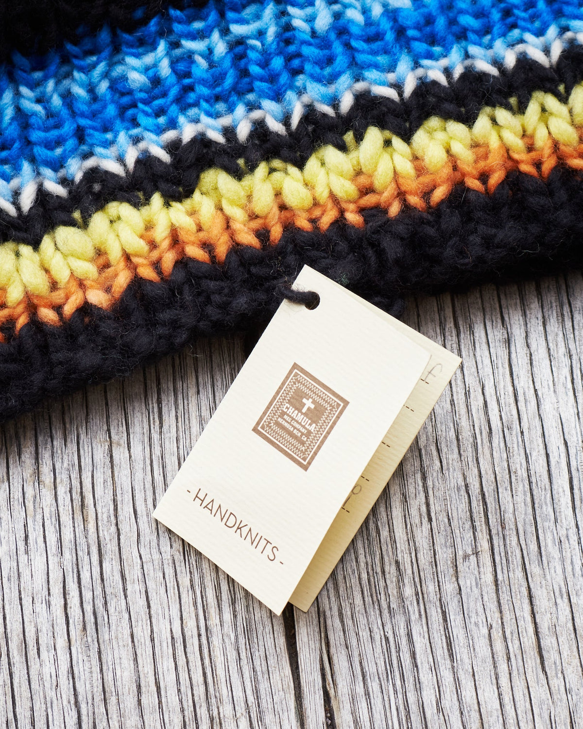 Chamula Double Cuff Wool Cap Serape #2 Black