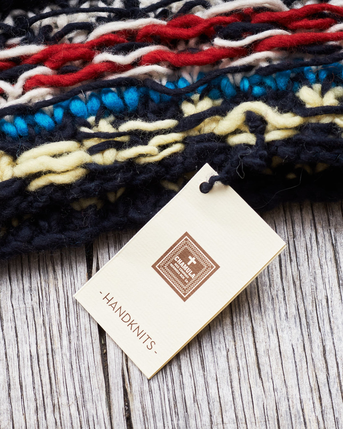 Chamula Double Cuff Wool Cap Fair Isle Navy #3