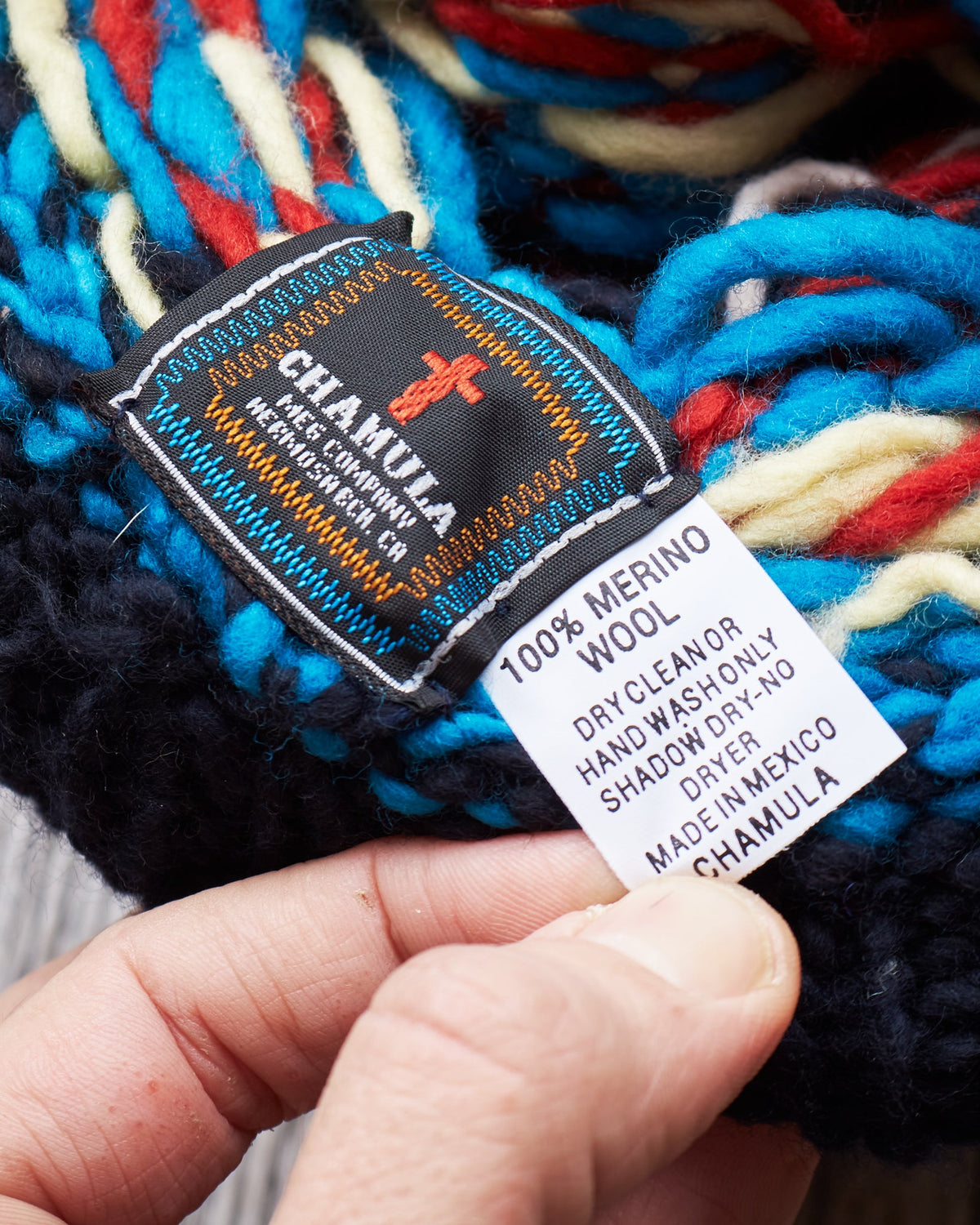 Chamula Double Cuff Wool Cap Fair Isle Navy #3