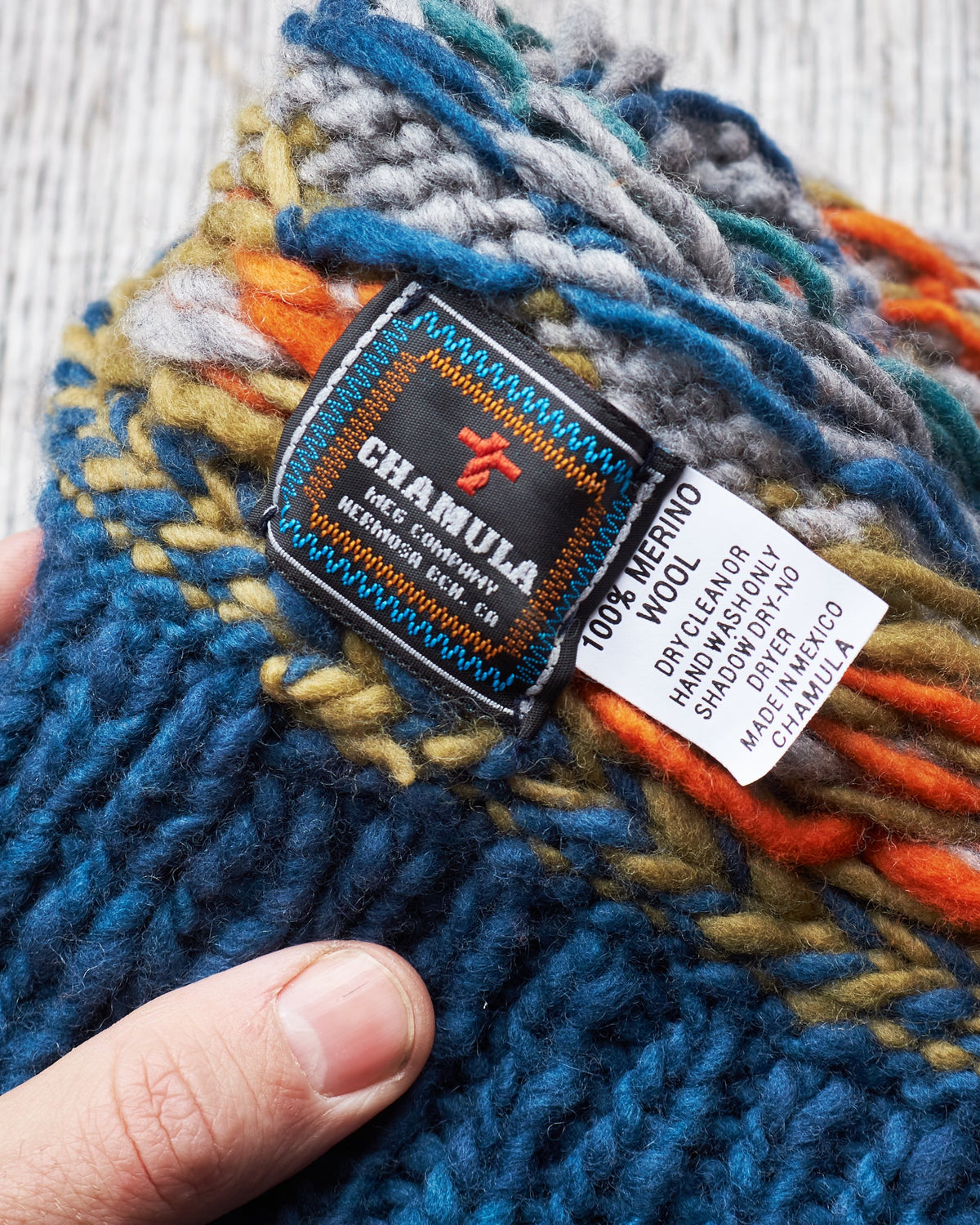 Chamula Double Cuff Wool Cap Fair Isle #3 Dk. Real Indigo