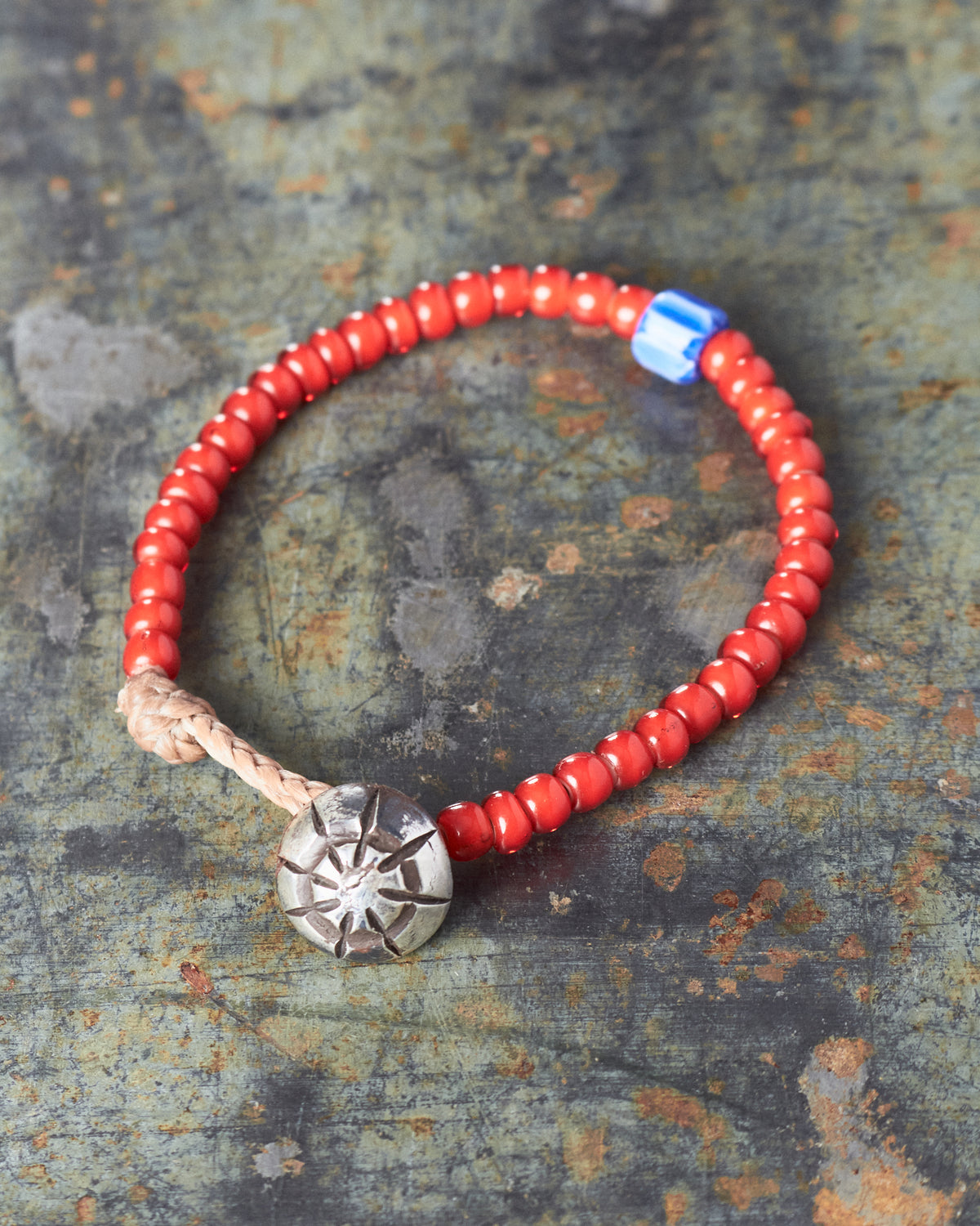 Tenable Crafts Red White Heart Trade Beads Bracelet #200