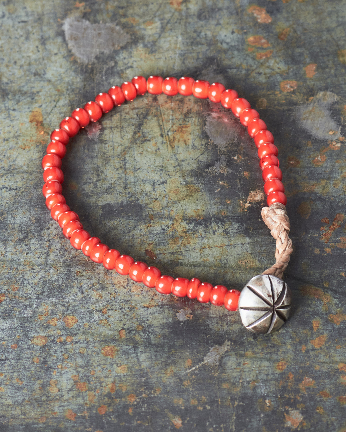 Tenable Crafts Red White Heart Trade Beads Bracelet #195
