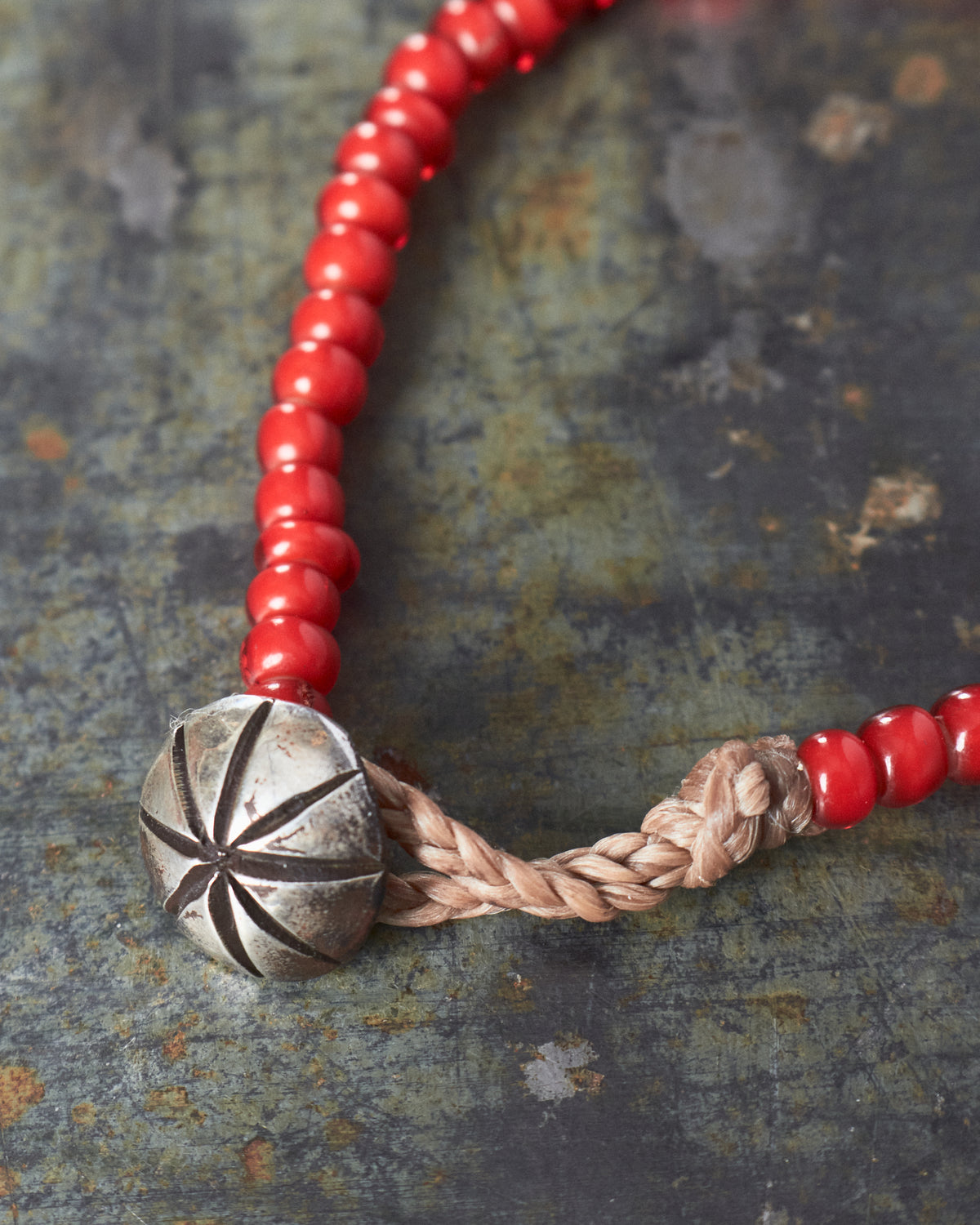 Tenable Crafts Red White Heart Trade Beads Bracelet #195