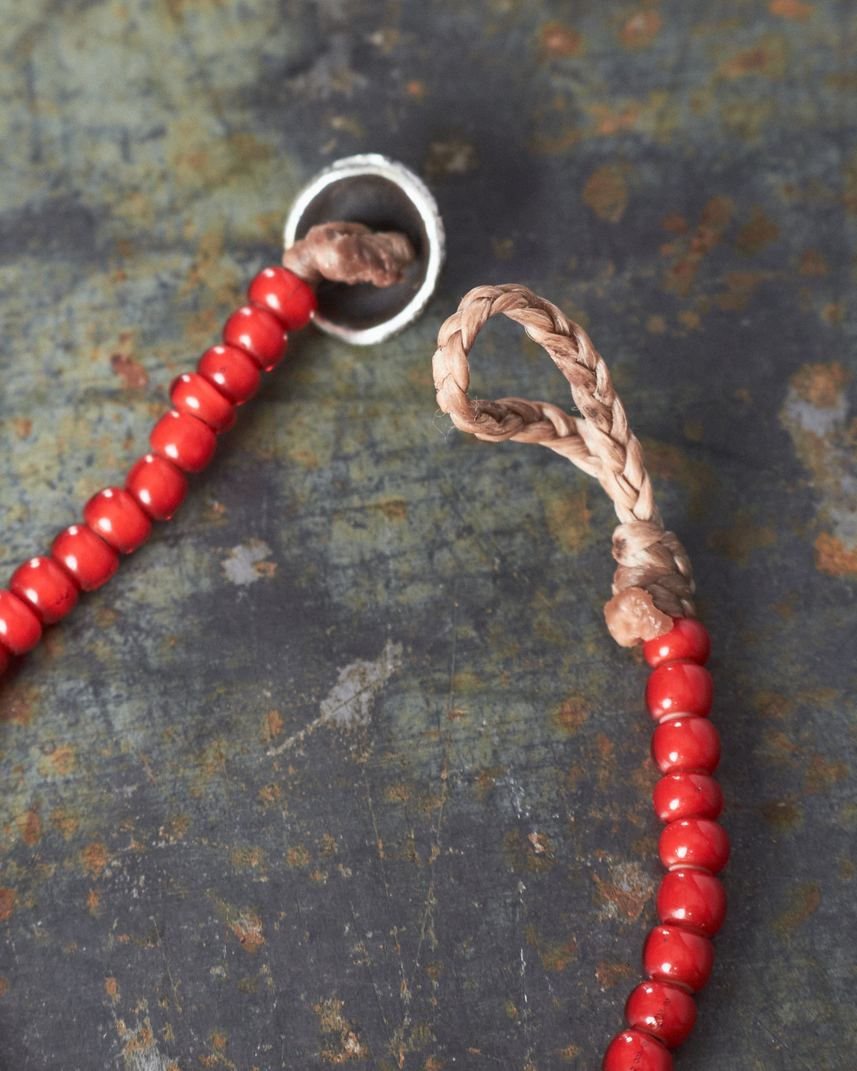Tenable Crafts Red White Heart Trade Beads Bracelet #195