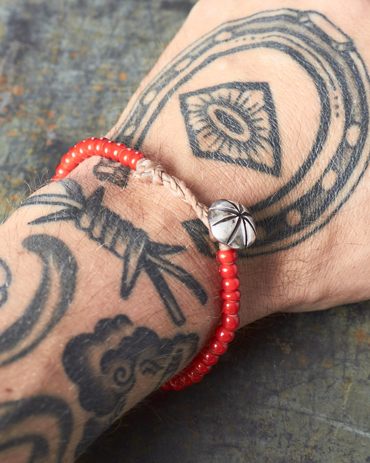 Tenable Crafts Red White Heart Trade Beads Bracelet #195