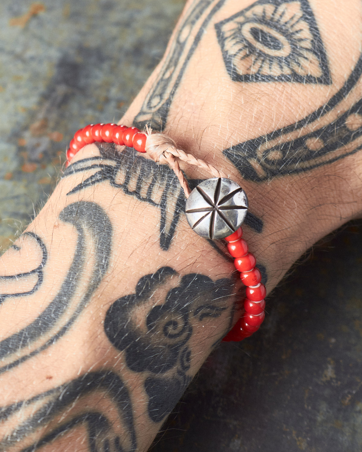 Tenable Crafts Red White Heart Trade Beads Bracelet #194