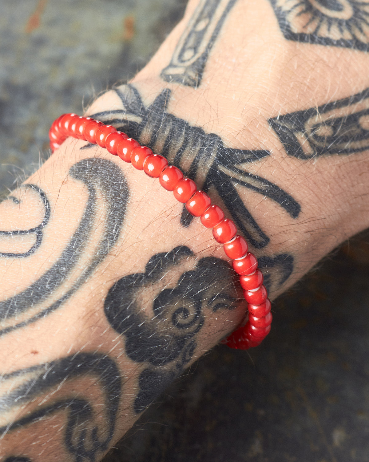 Tenable Crafts Red White Heart Trade Beads Bracelet #194