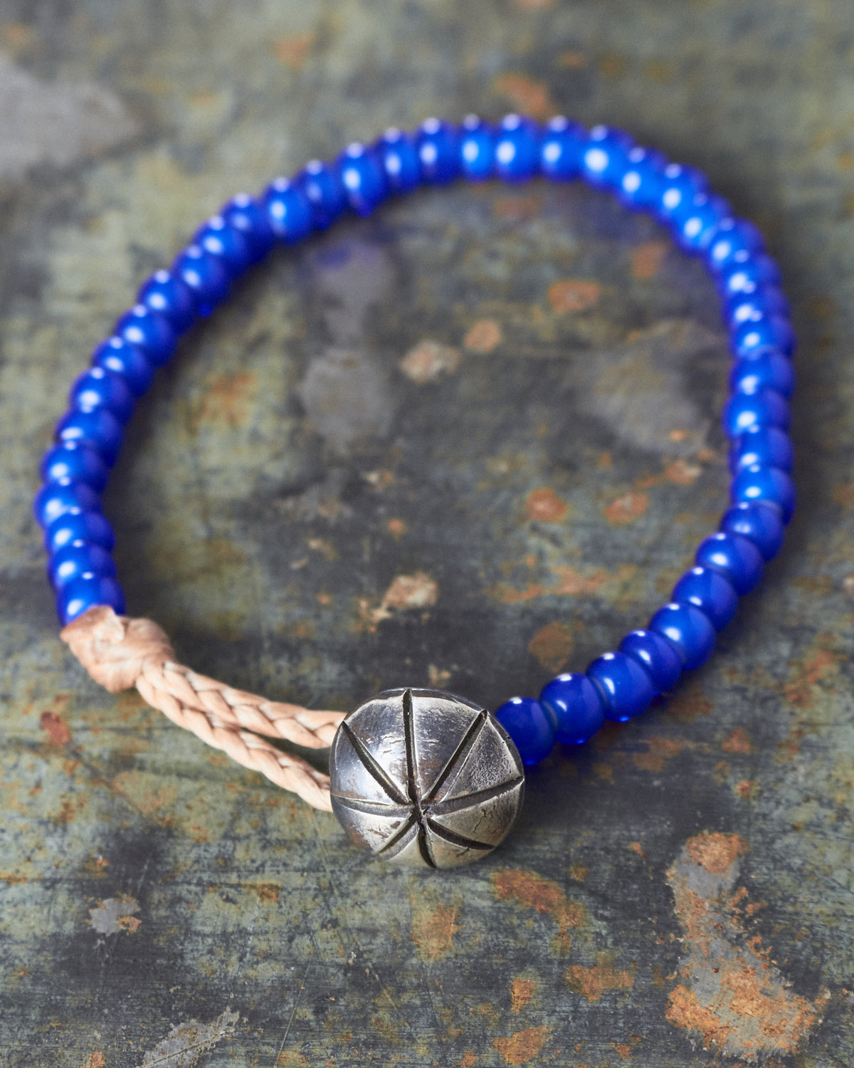 Tenable Crafts Blue White Heart Trade Beads Bracelet #197