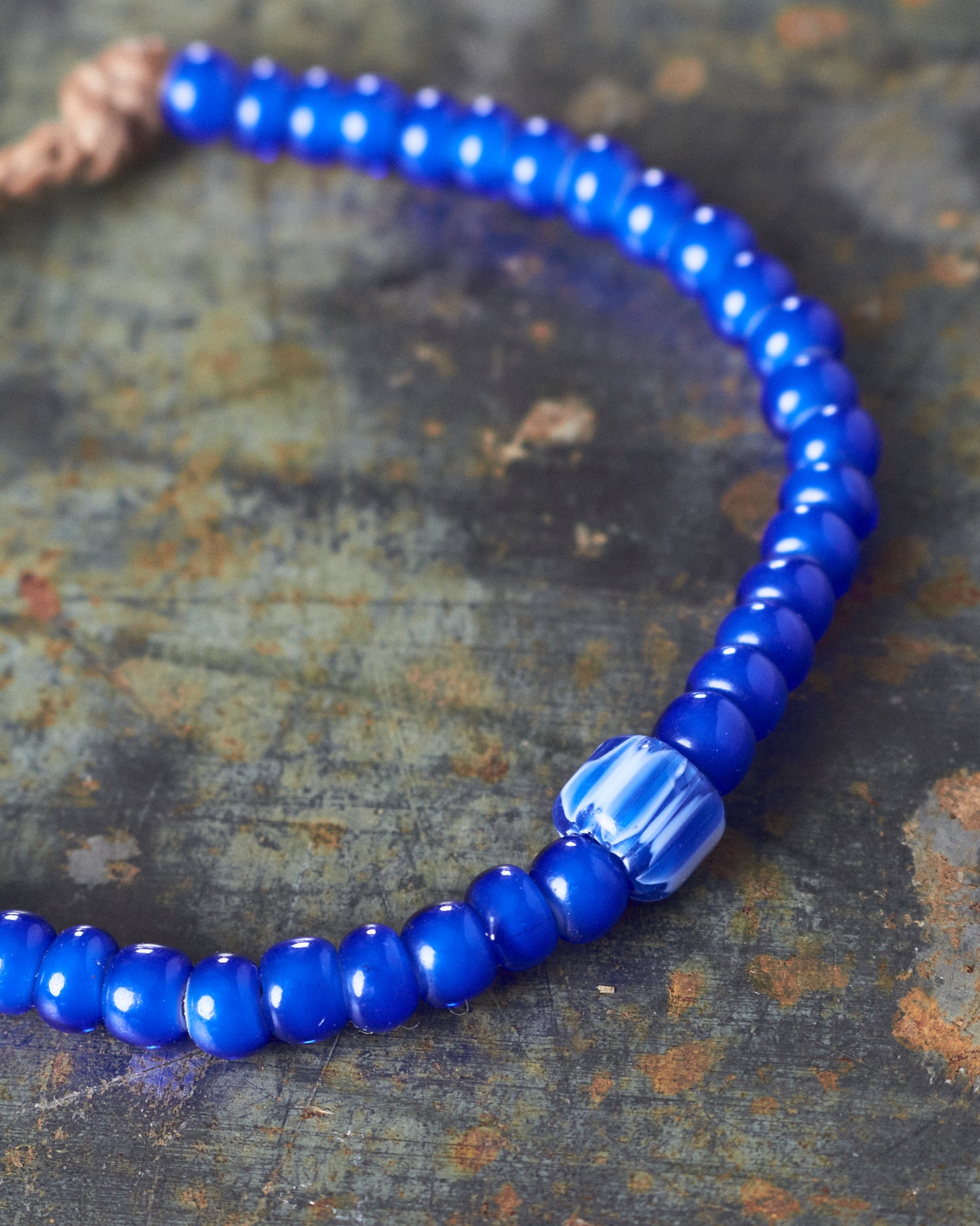 Tenable Crafts Blue White Heart Trade Beads Bracelet #198