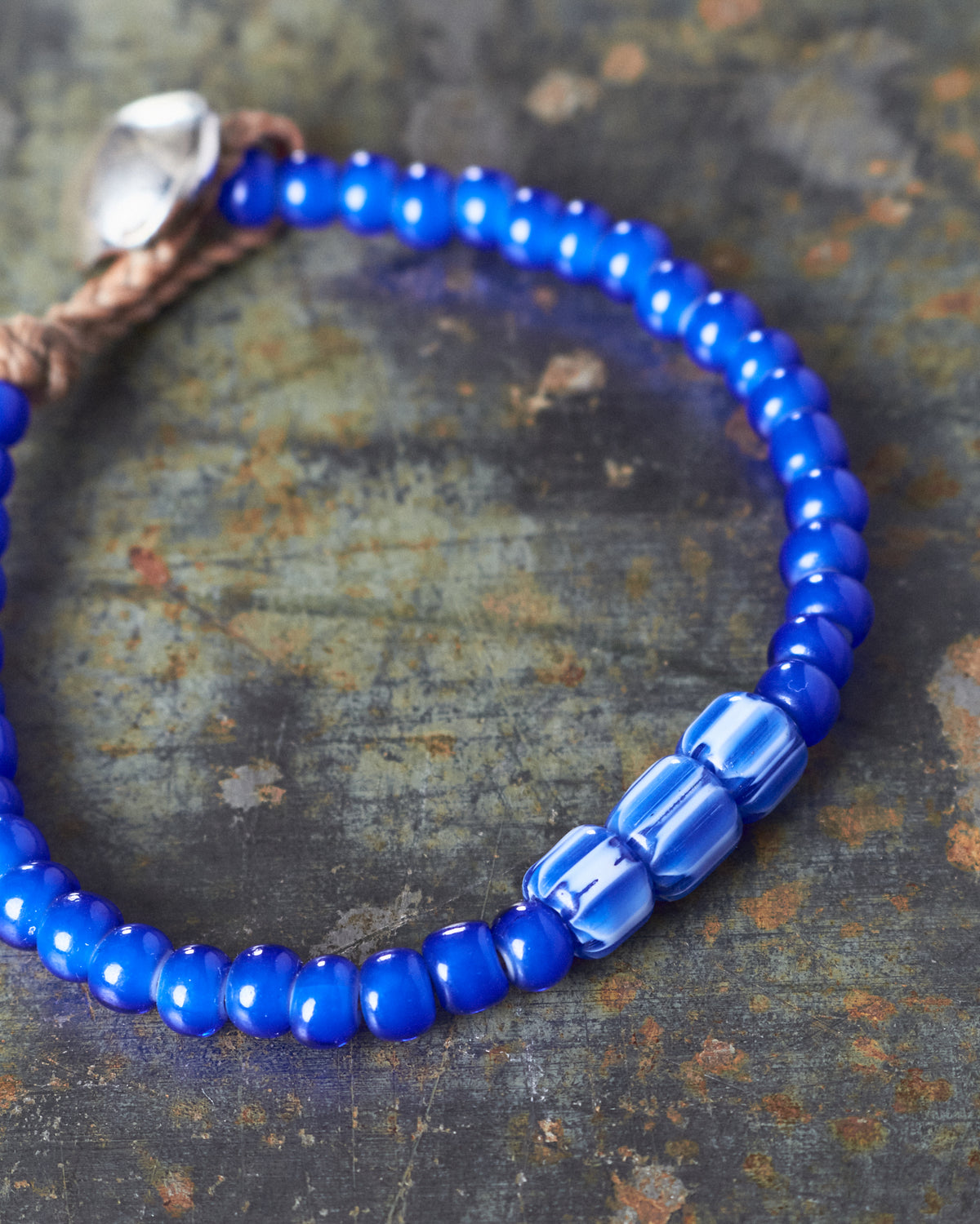 Tenable Crafts Blue White Heart Trade Beads Bracelet #199