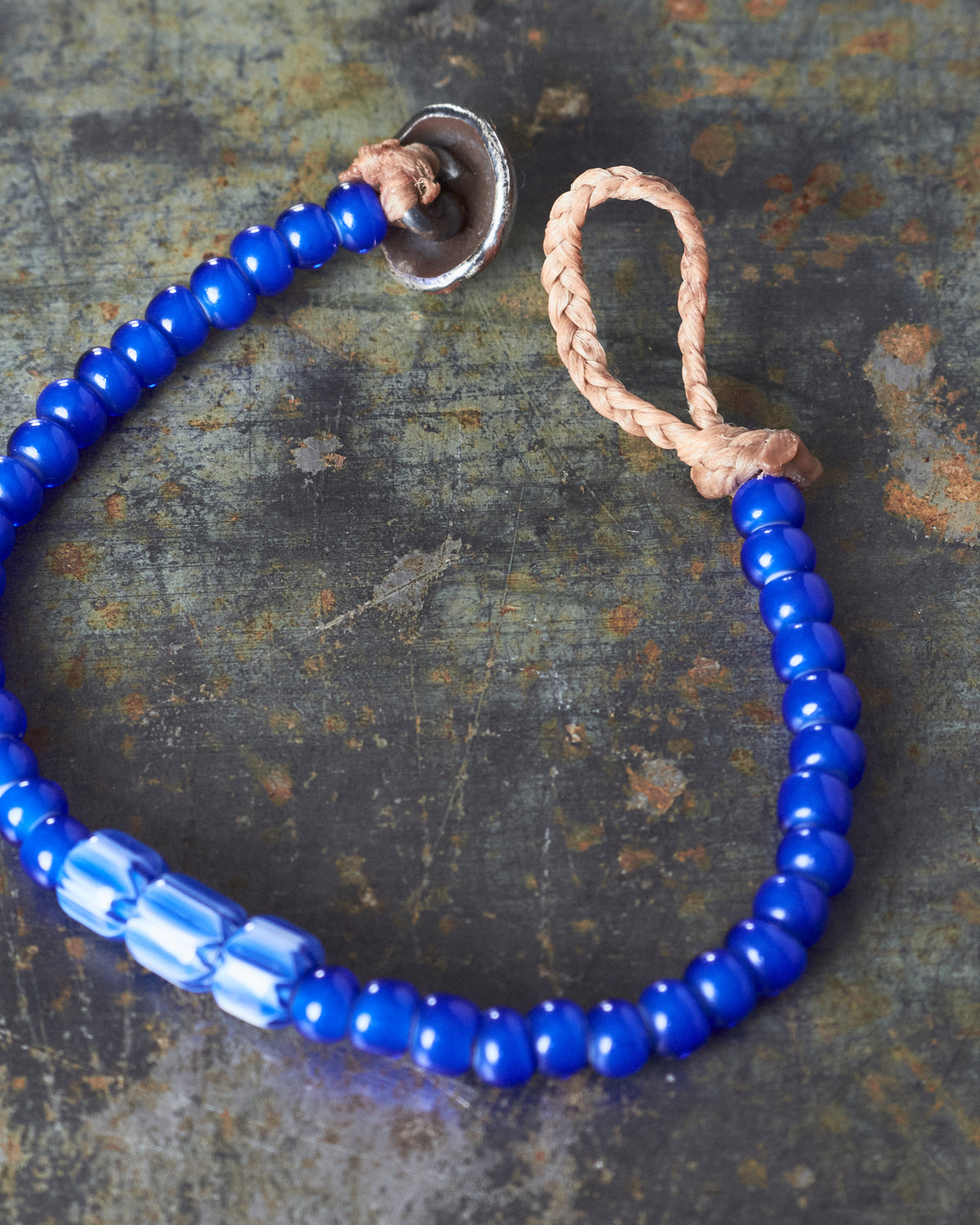 Tenable Crafts Blue White Heart Trade Beads Bracelet #199