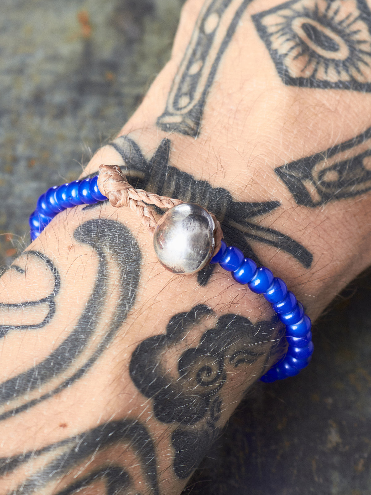 Tenable Crafts Blue White Heart Trade Beads Bracelet #199