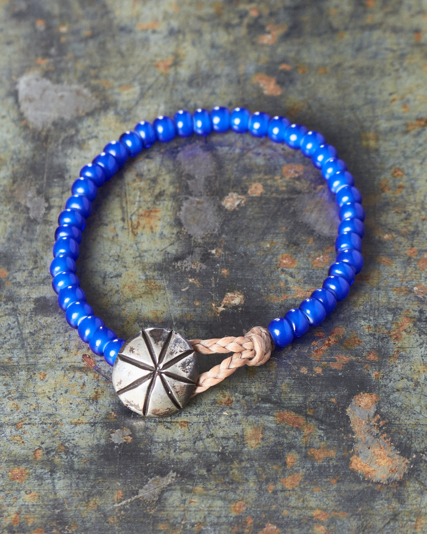 Tenable Crafts Blue White Heart Trade Beads Bracelet #196