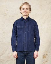 Sugar Cane & Co Fiction Romance 8.5oz. Indigo Wabash Stripe Work Shirt SC2555A1