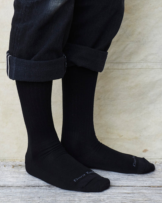 Darn Tough 1480 Black Merino Wool Lifestyle Mid-Calf Lightweight Socks