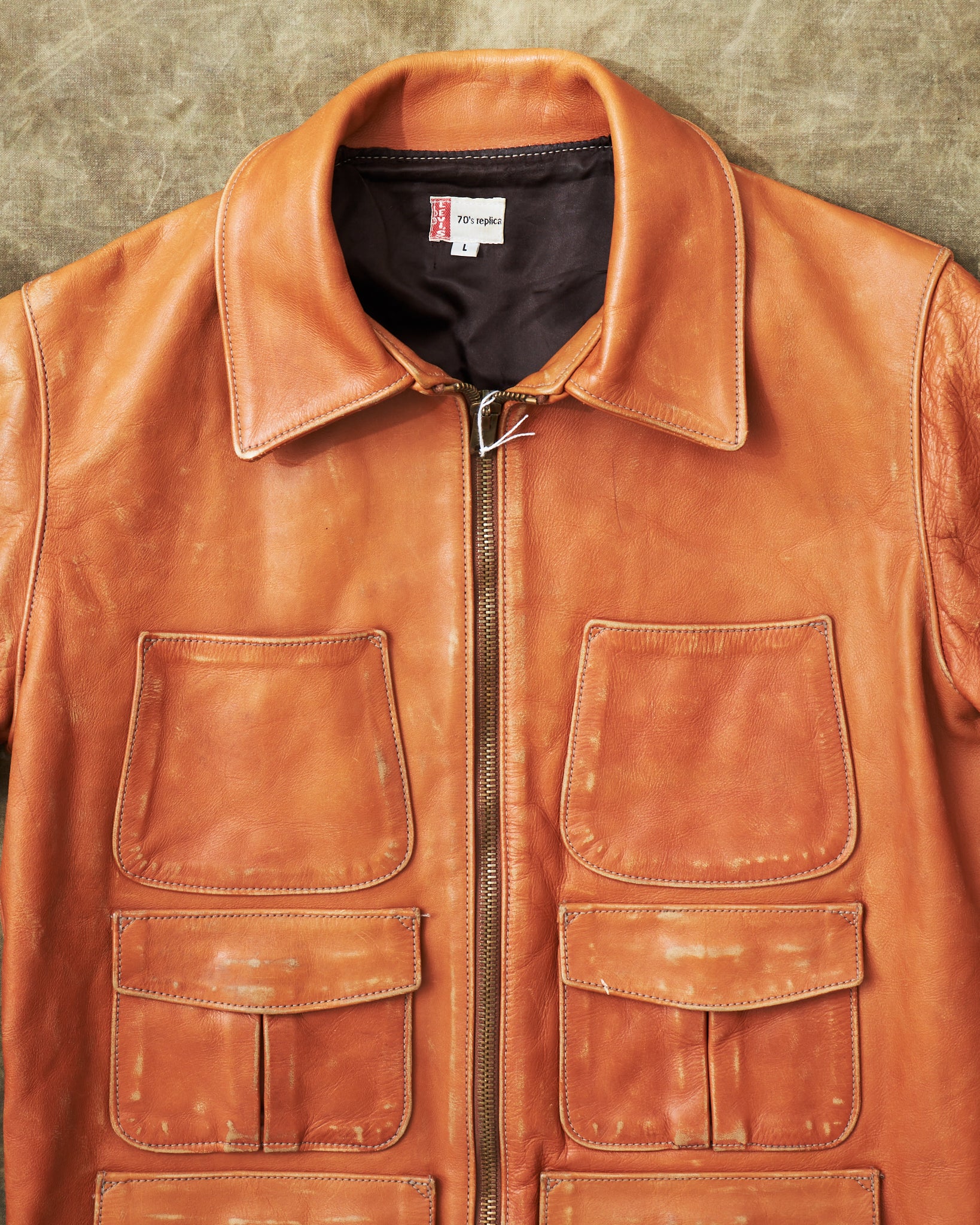 Second Hand LEVI'S 70s Replica Leather Jacket Star Studded Brown