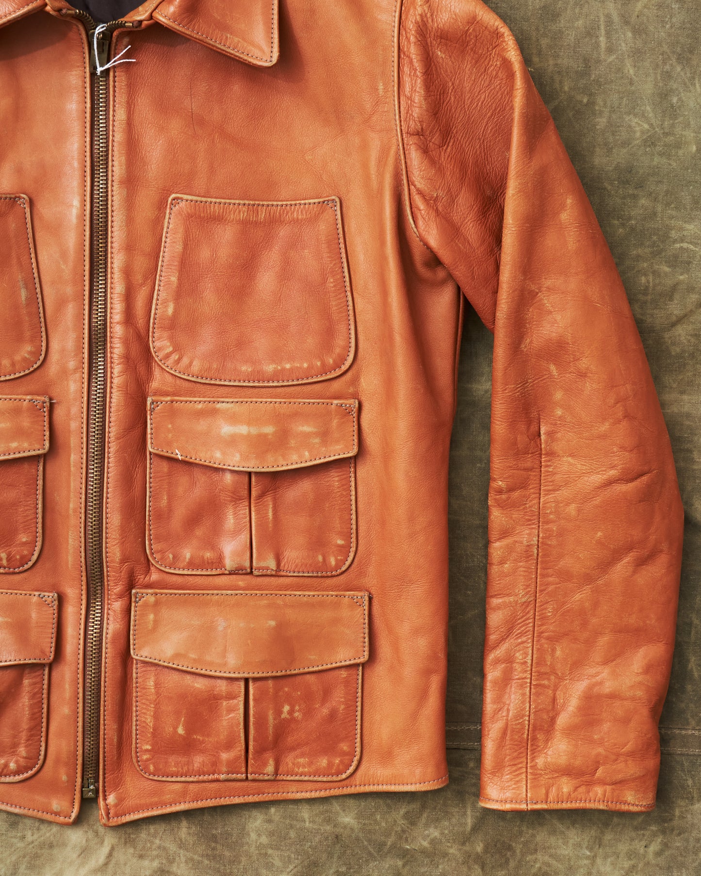 Second Hand LEVI'S 70s Replica Leather Jacket Star Studded Brown Size L