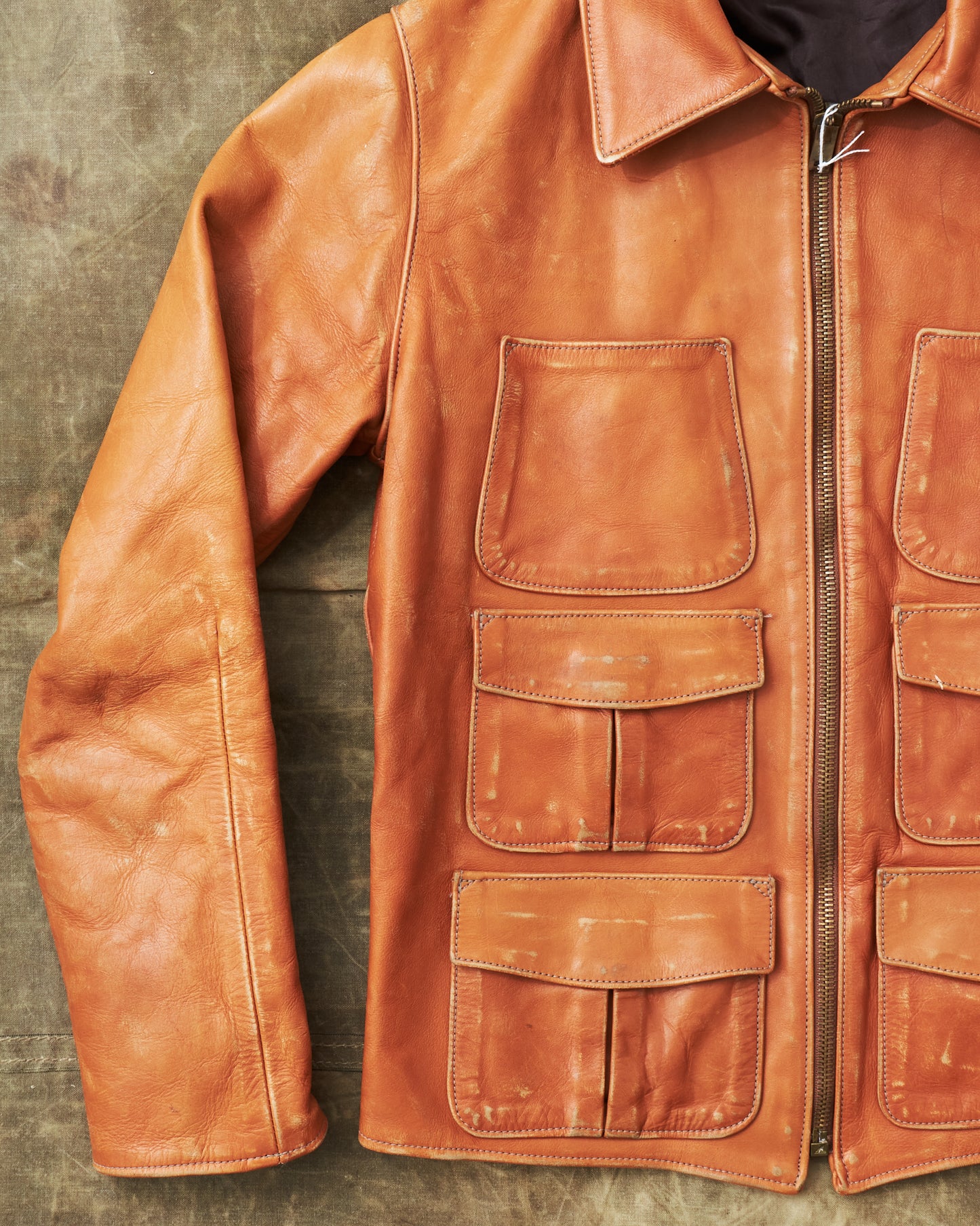 Second Hand LEVI'S 70s Replica Leather Jacket Star Studded Brown Size L