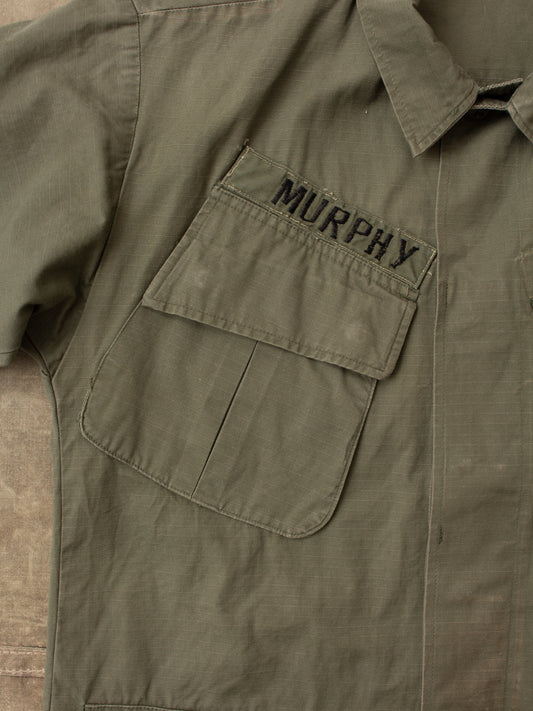 Vintage 1968 US Army Ripstop Tropical Short Sleeved Jacket Size: Small Short