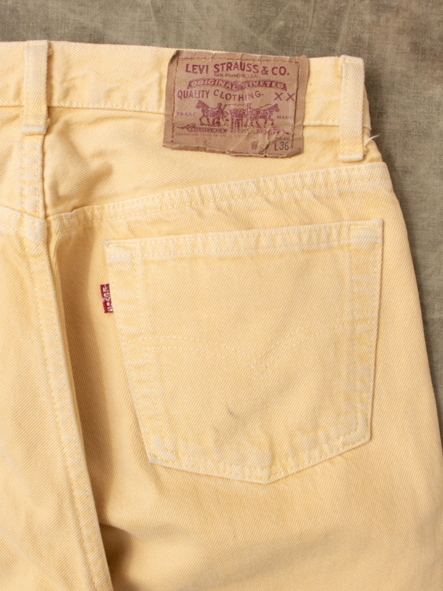 Vintage 90's Made in USA Levi's 501 Yellow Jeans W30