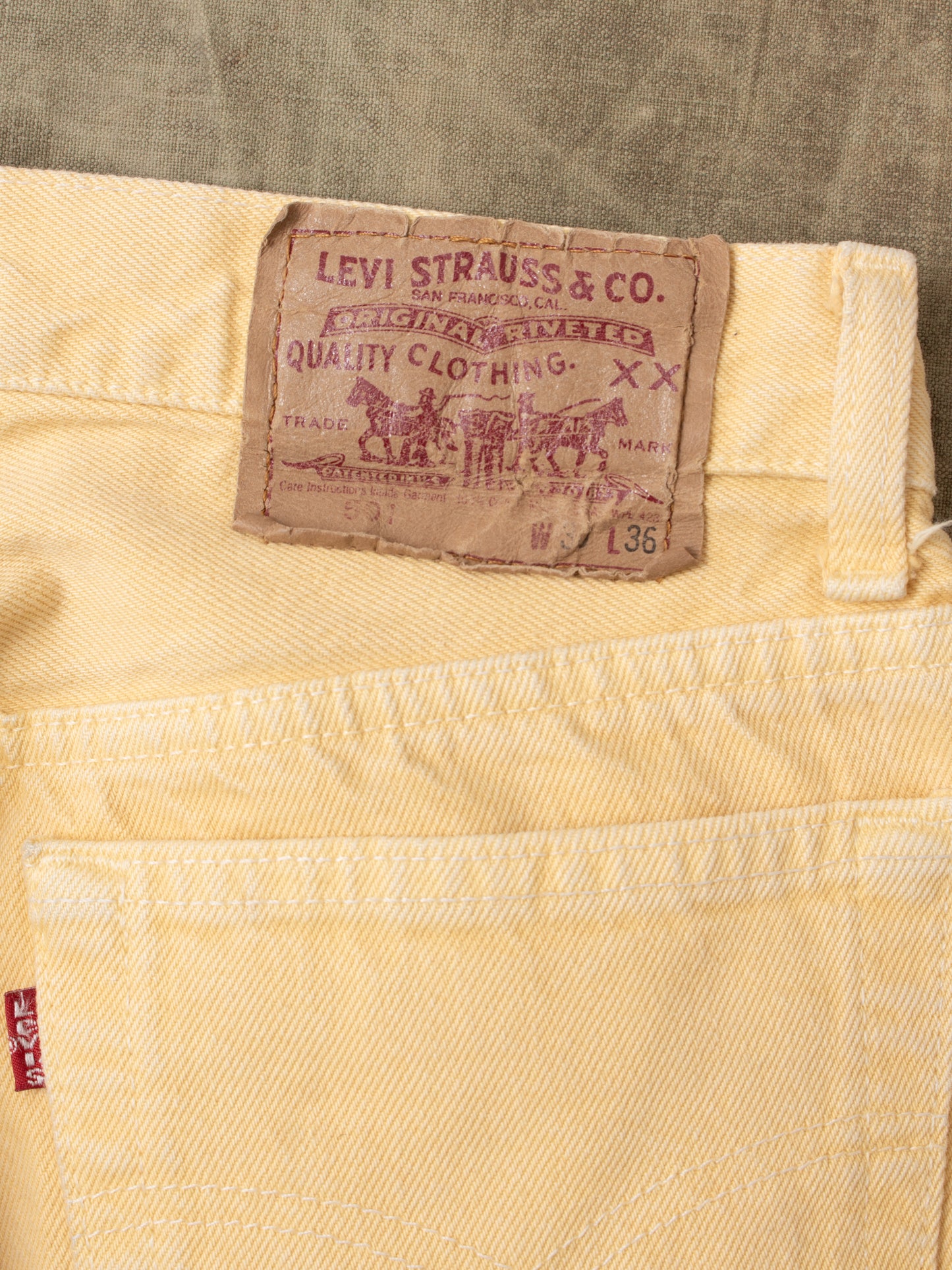 Vintage 90's Made in USA Levi's 501 Yellow Jeans W30