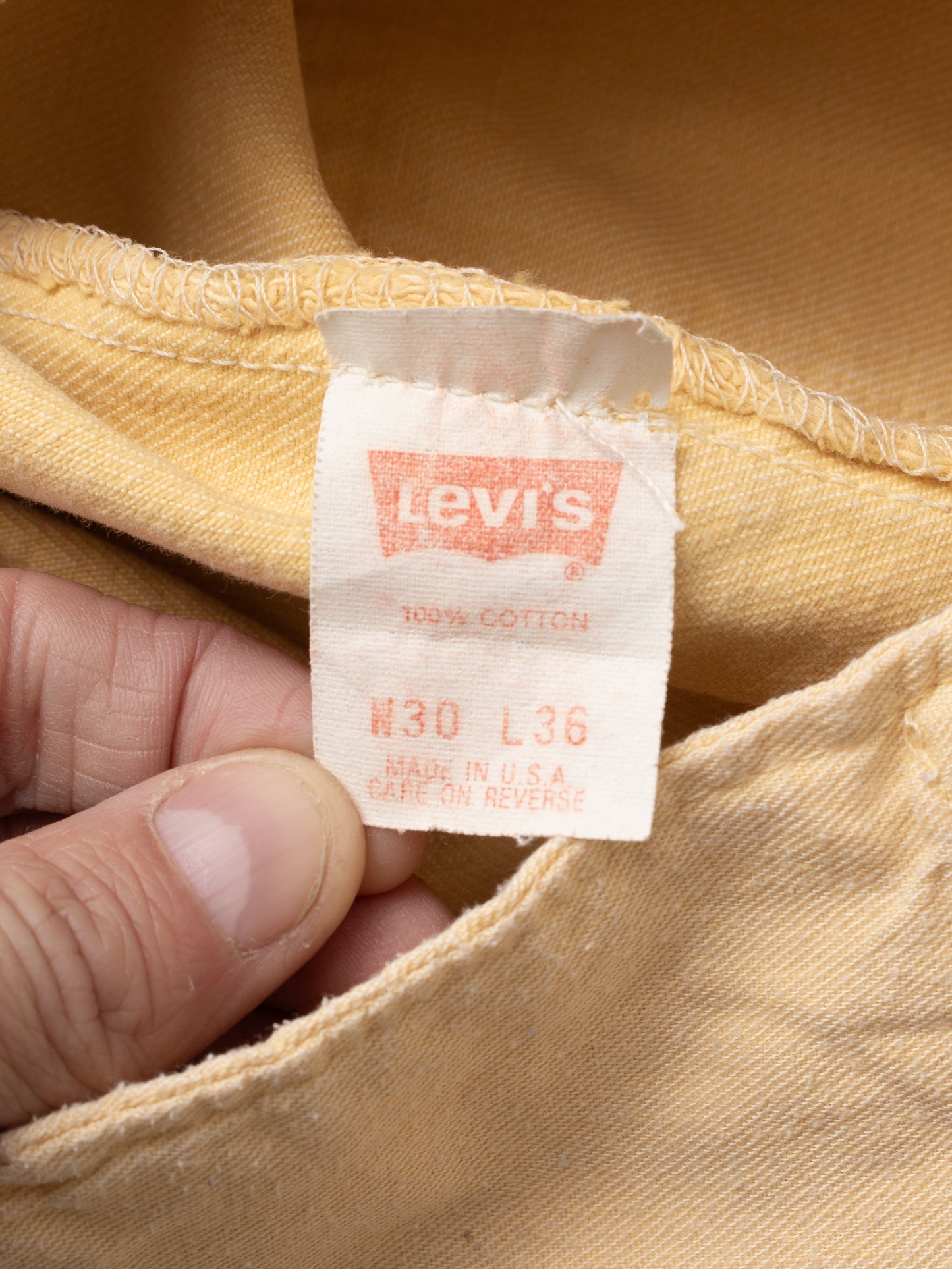 Vintage 90's Made in USA Levi's 501 Yellow Jeans W30