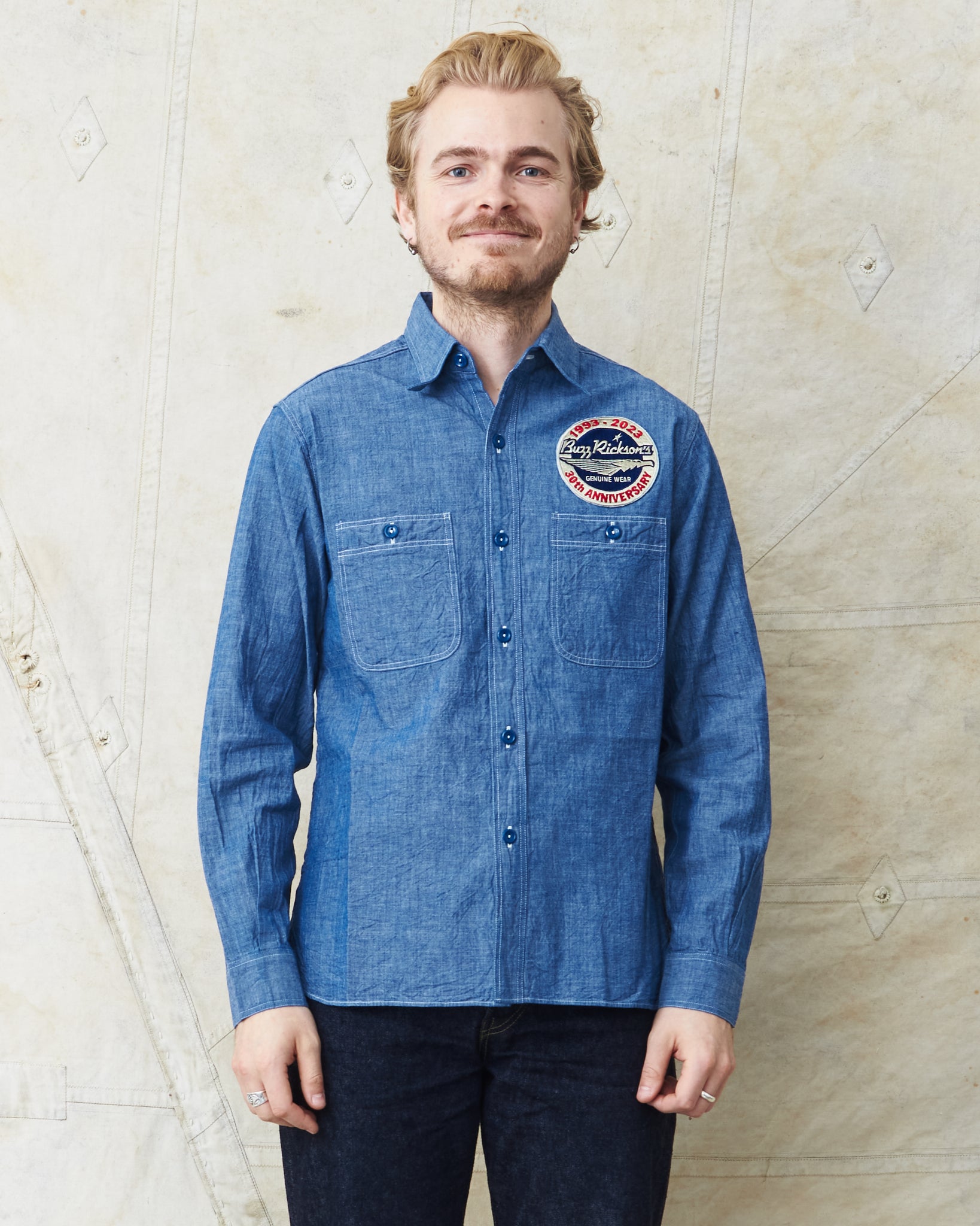 Buzz Rickson's Blue Chambray Work Shirt Blue 30th Anniversary With