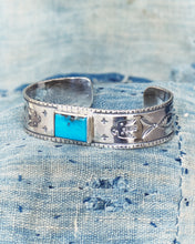 Larry Smith BR-0081 Square Turquoise Silver Bracelet