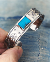 Larry Smith BR-0081 Square Turquoise Silver Bracelet