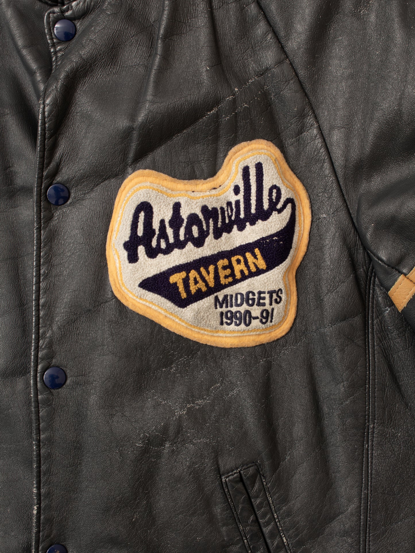 Vintage 1990-91 Astonville Tavern Leather Varsity Jacket Size 40